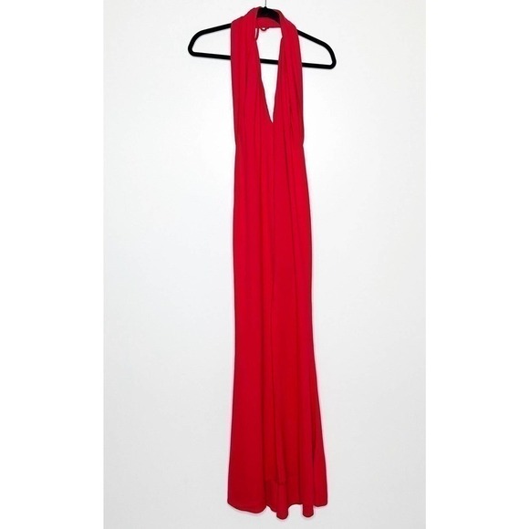NWT Lovers + Friends Rosa Cocktail Dress Halter Keyhole Gown Cut Out Red Size L - Picture 2 of 9